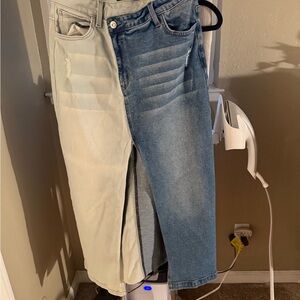 Two-Tone Denim Jean skirt